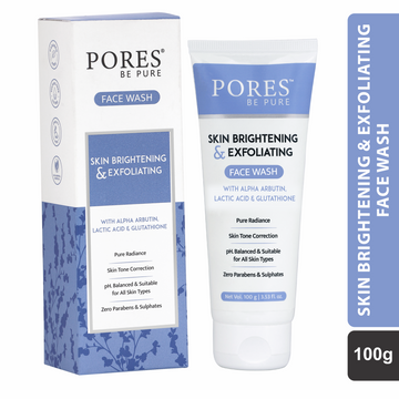 Skin Brightening & Exfoliating Face Wash  - With Alpha Arbutin, Lactic Acid & Glutathione - 100 G